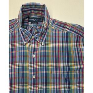 Polo Ralph Lauren Shirt Mens M Plaid‎ Short Blake Fit Colorful Limited Use